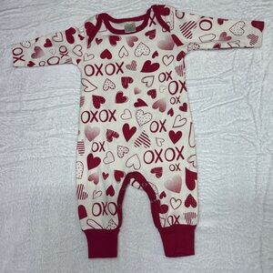 TESA BABE "HEARTS & HUGS" Red & White ROMPER, 0-3M
